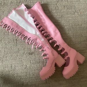 Buckle knee-high Mary Jane boots- brand new